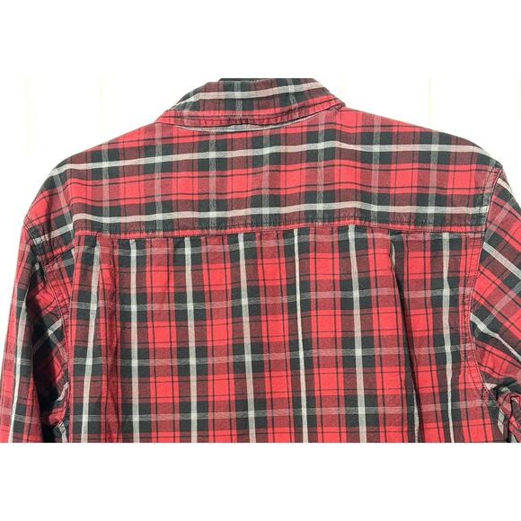 Carhartt Men’s Shirt Sz M Heavyweight Cotton Red Black Plaid Work Horses Barn - Picture 5 of 6
